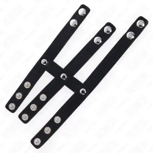 Dreifach Leder Penisring mit Druckverschluss von Kink Ring Power