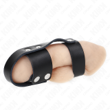 Peniskäfigring aus Leder mit Verstellbarem Hockentrenner von Kink Ring Power | Fesselliebe.de