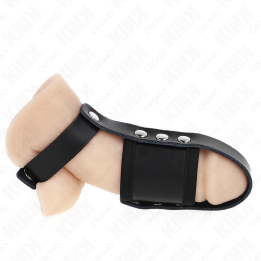 Peniskäfigring aus Leder mit Verstellbarem Beschichtetem Hockentrennergurt von Kink Ring Power | Fesselliebe.de