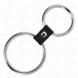 Doppelter Penisring aus Metall 3,7 cm Bis 5 cm Verbunden Durch Lederband Modell 1 von Kink Ring Power | Fesselliebe.de