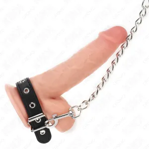 Penisring aus Leder mit Riemen 21,5 X 2 cm und Metallkette 60 cm von Kink Ring Power