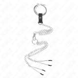 Dreifach Chrom Metall Penisring 3 cm Bis 4,5 cm mit 26 cm Metallkette und Brustklammern von Kink Ring Power | Fesselliebe.de