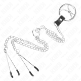 Dreifach Chrom Metall Penisring 3 cm Bis 4,5 cm mit 26 cm Metallkette und Brustklammern von Kink Ring Power | Fesselliebe.de