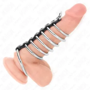 7 Penisringe aus Metall 3,2 cm Bis 5 cm Durch Leder Verbunden von Kink Ring Power