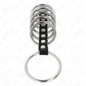 7 Penisringe aus Metall 3,2 cm Bis 5 cm Durch Leder Verbunden von Kink Ring Power