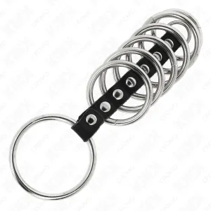 7 Penisringe aus Metall 3,2 cm Bis 5 cm Durch Leder Verbunden von Kink Ring Power
