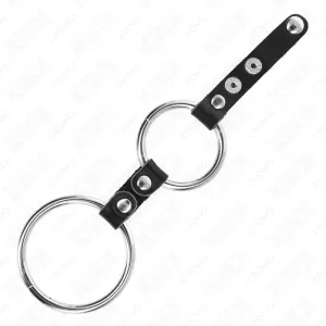 Doppelter Penisring 3,8 cm Bis 5 cm Durch Leder Verbunden von Kink Ring Power
