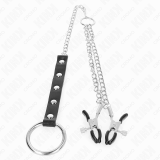 Metall-Penisring mit Kette und Verstellbaren Brustklammern von Kink Ring Power | Fesselliebe.de