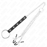 Metall-Penisring mit Kette und Verstellbaren Brustklammern von Kink Ring Power | Fesselliebe.de