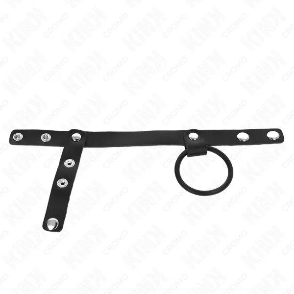 Penisring aus Silikon 3,8 cm mit Hohem Teiler und Lederband 22 X 1,5 cm von Kink Ring Power | Fesselliebe.de