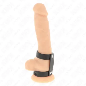 Verstellbarer Doppelter Penisring aus Leder von Kink Ring Power
