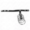 4 Metall Penisringe 3,8 cm Verbunden mit Lederband 22 X 1,5 cm und Druckverschluss von Kink Ring Power