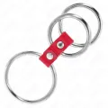 Dreifach Metall Penisring 3,7 cm Bis 5 cm Verbunden mit Rotem Leder von Kink Ring Power
