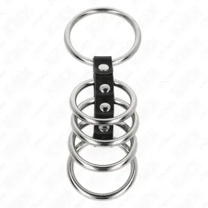 5 Penisringe 3,7 cm Bis 5 cm Metall Durch Leder Verbunden von Kink Ring Power