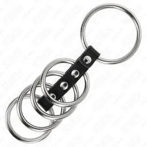 5 Penisringe 3,7 cm Bis 5 cm Metall Durch Leder Verbunden von Kink Ring Power
