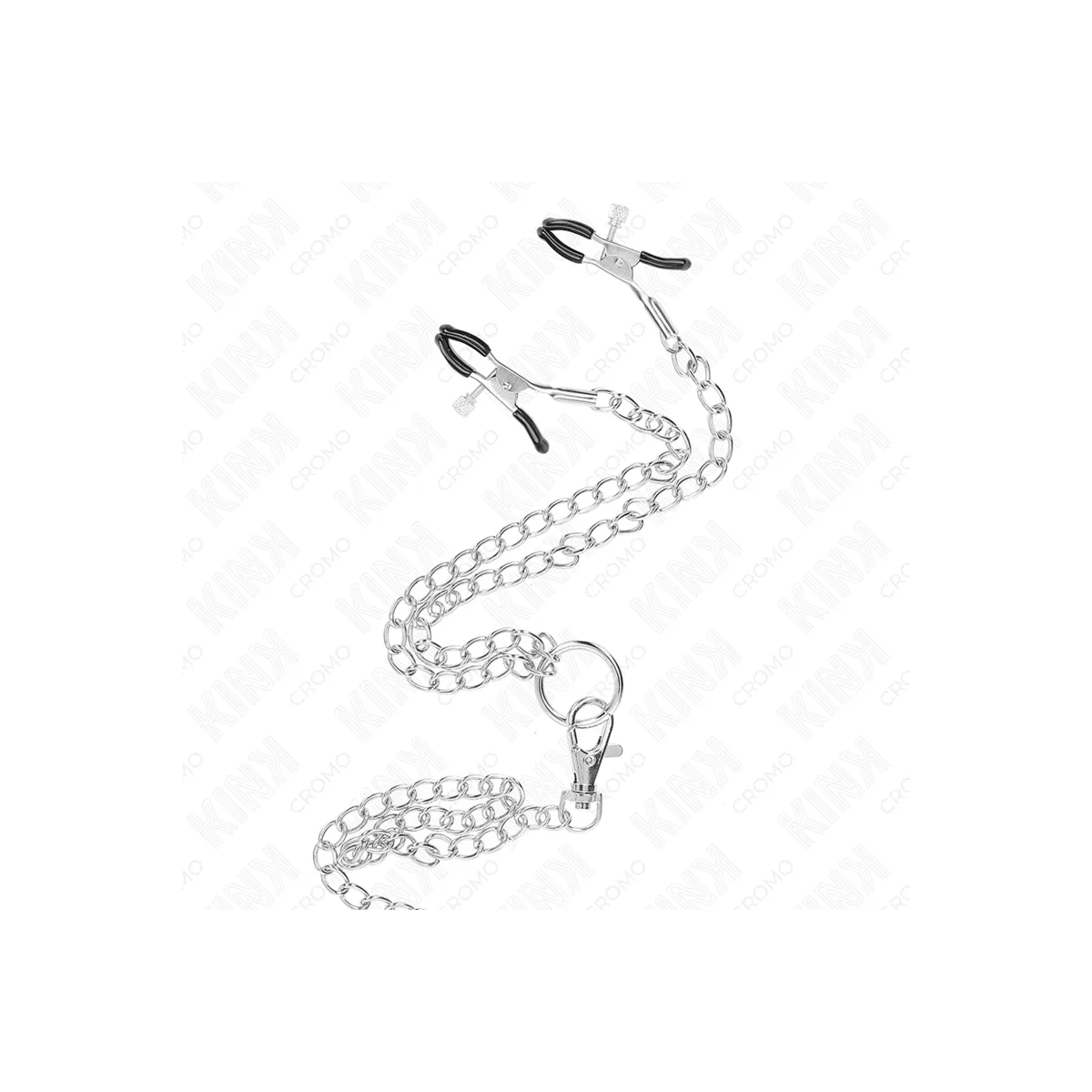 Dreifach Chrom Metall Penisring 3,8 cm Bis 5 cm mit 26 cm Metallkette und Nippelklemmen Modell 1 von Kink Ring Power | Fesselliebe.de