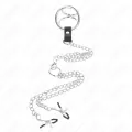 Dreifach Chrom Metall Penisring 3 cm Bis 4,5 cm mit 26 cm Metallkette und Brustklammern von Kink Ring Power