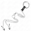 Dreifach Chrom Metall Penisring 3 cm Bis 4,5 cm mit 26 cm Metallkette und Brustklammern von Kink Ring Power