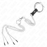 Dreifach Chrom Metall Penisring 3,8 cm Bis 5 cm mit 26 cm Metallkette und Nippelklemmen Modell 2 von Kink Ring Power | Fesselliebe.de