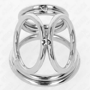 Dreifach Chrom Metall Penisring 3,8 cm Bis 5 cm Modell 1 von Kink Ring Power