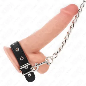 Penisring aus Leder 21,5 X 2 cm mit 60 cm Metallkette und Lederband von Kink Ring Power