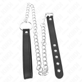 Penisring aus Leder 21,5 X 2 cm mit 60 cm Metallkette und Lederband von Kink Ring Power | Fesselliebe.de