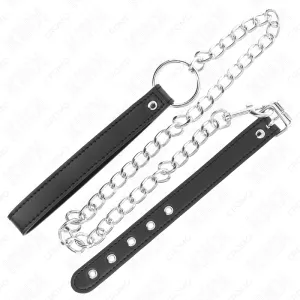 Penisring aus Leder 21,5 X 2 cm mit 60 cm Metallkette und Lederband von Kink Ring Power