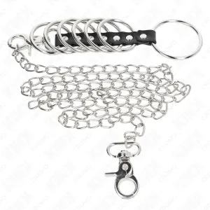 7 Penisringe aus Metall 3,8 cm Bis 5 cm Verbunden mit Leder und Metallkette 100 cm von Kink Ring Power