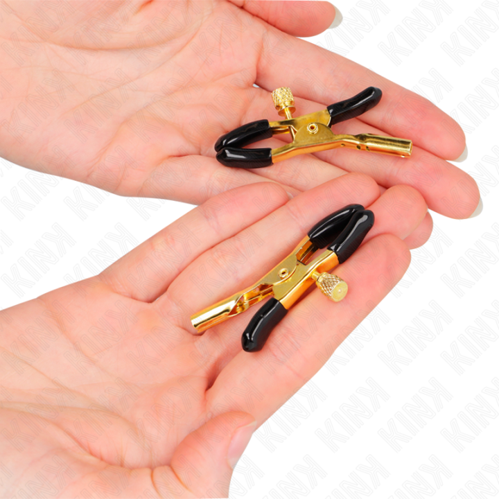 Goldene Nippelklemmen 6 cm von Kink Nipple Grip | Fesselliebe.de