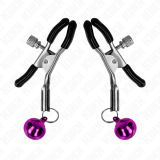 Lila Nippelklemme mit Einzelnen Glocken 6 cm von Kink Nipple Grip | Fesselliebe.de
