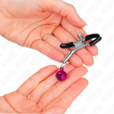 Lila Nippelklemme mit Einzelnen Glocken 6 cm von Kink Nipple Grip | Fesselliebe.de