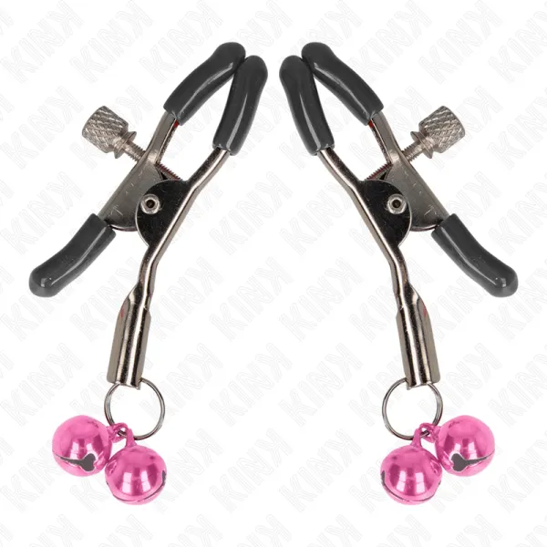 Doppelglöckchen-Nippelklammer Rosa 6 cm von Kink Nipple Grip | Fesselliebe.de