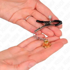 Goldene Nippelklemmen mit Glockenanhänger 6 cm von Kink Nipple Grip
