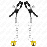 Goldene Jingle Bell anhänger-Nippelklammern 6 cm von Kink Nipple Grip | Fesselliebe.de