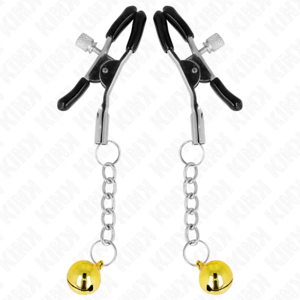 Goldene Jingle Bell anhänger-Nippelklammern 6 cm von Kink Nipple Grip | Fesselliebe.de