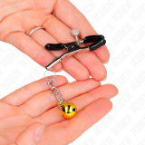 Goldene Jingle Bell anhänger-Nippelklammern 6 cm von Kink Nipple Grip | Fesselliebe.de