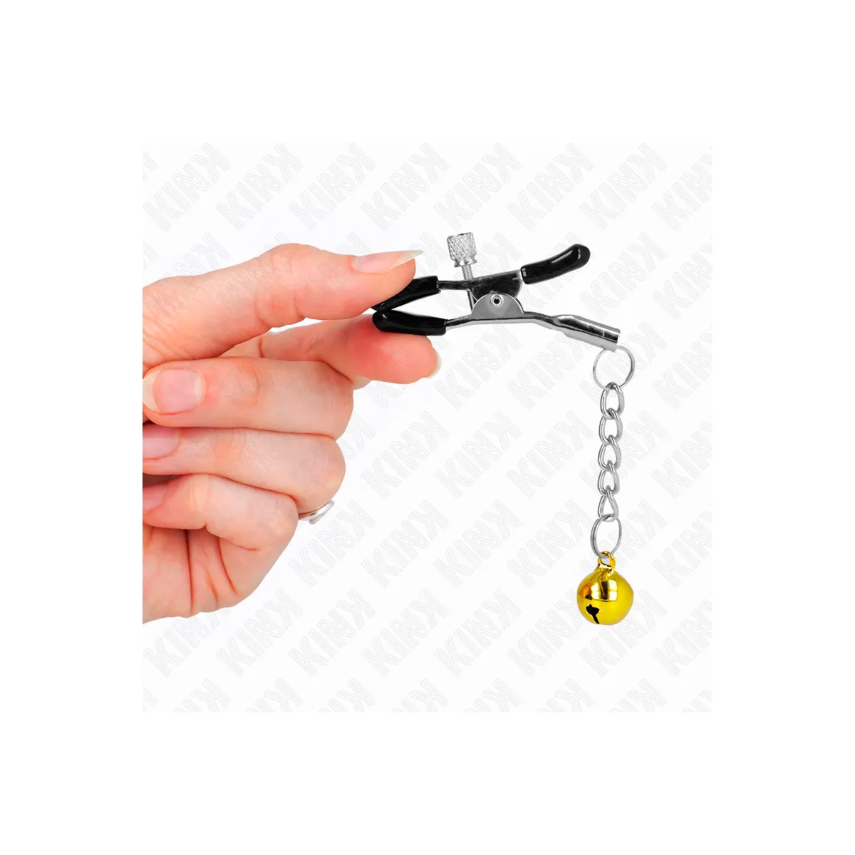 Goldene Jingle Bell anhänger-Nippelklammern 6 cm von Kink Nipple Grip | Fesselliebe.de