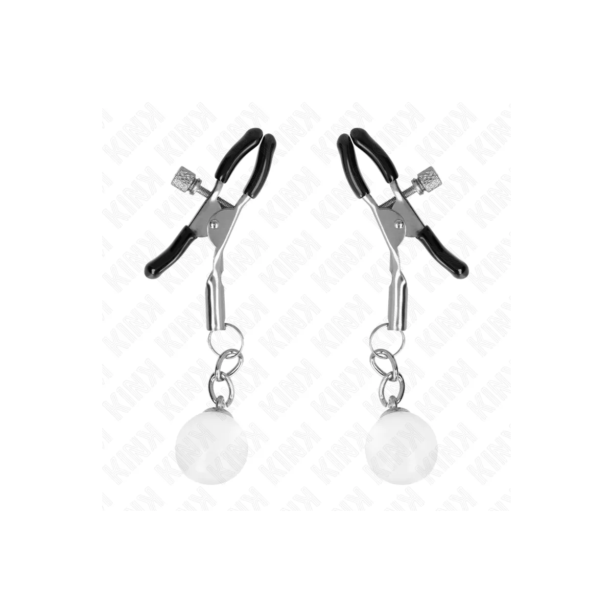 Glasperlen-Nippelklammern Silber 6 cm von Kink Nipple Grip | Fesselliebe.de