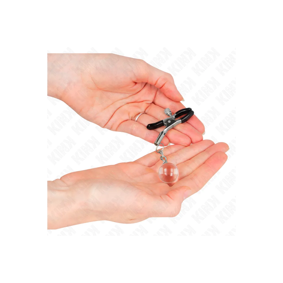 Glasperlen-Nippelklammern Silber 6 cm von Kink Nipple Grip | Fesselliebe.de