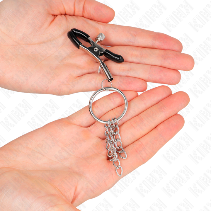O-Ring Nippelklemme und Kleine Kette Silber 6 cm von Kink Nipple Grip | Fesselliebe.de