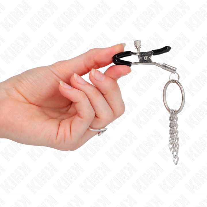 O-Ring Nippelklemme und Kleine Kette Silber 6 cm von Kink Nipple Grip | Fesselliebe.de