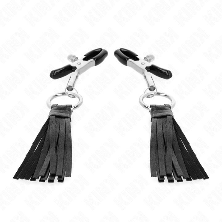 Kunstleder Quasten Nippelklemmen 6 cm von Kink Nipple Grip | Fesselliebe.de