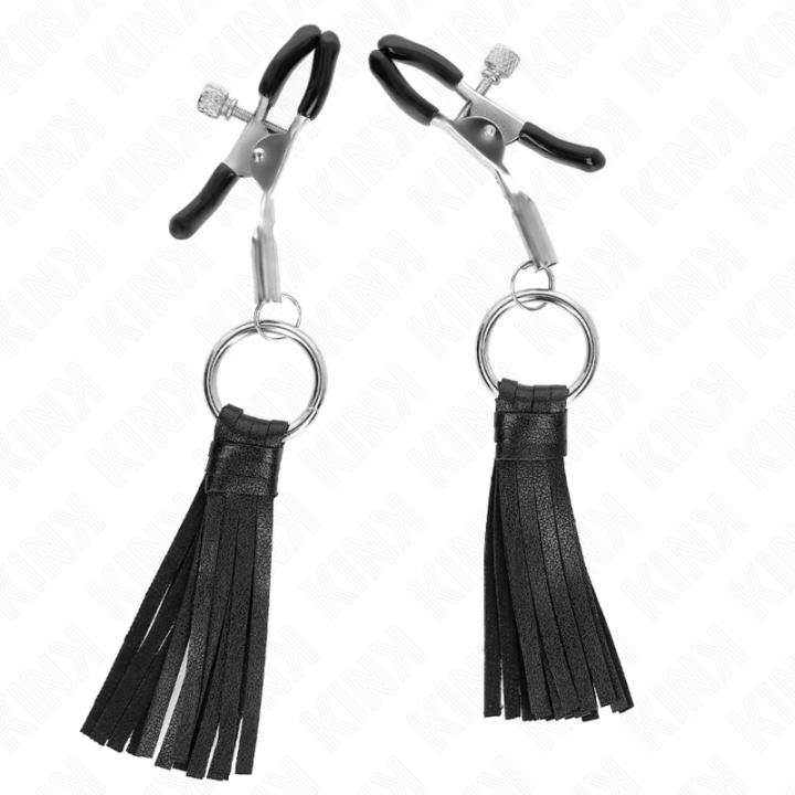 Kunstleder Quasten Nippelklemmen 6 cm von Kink Nipple Grip | Fesselliebe.de