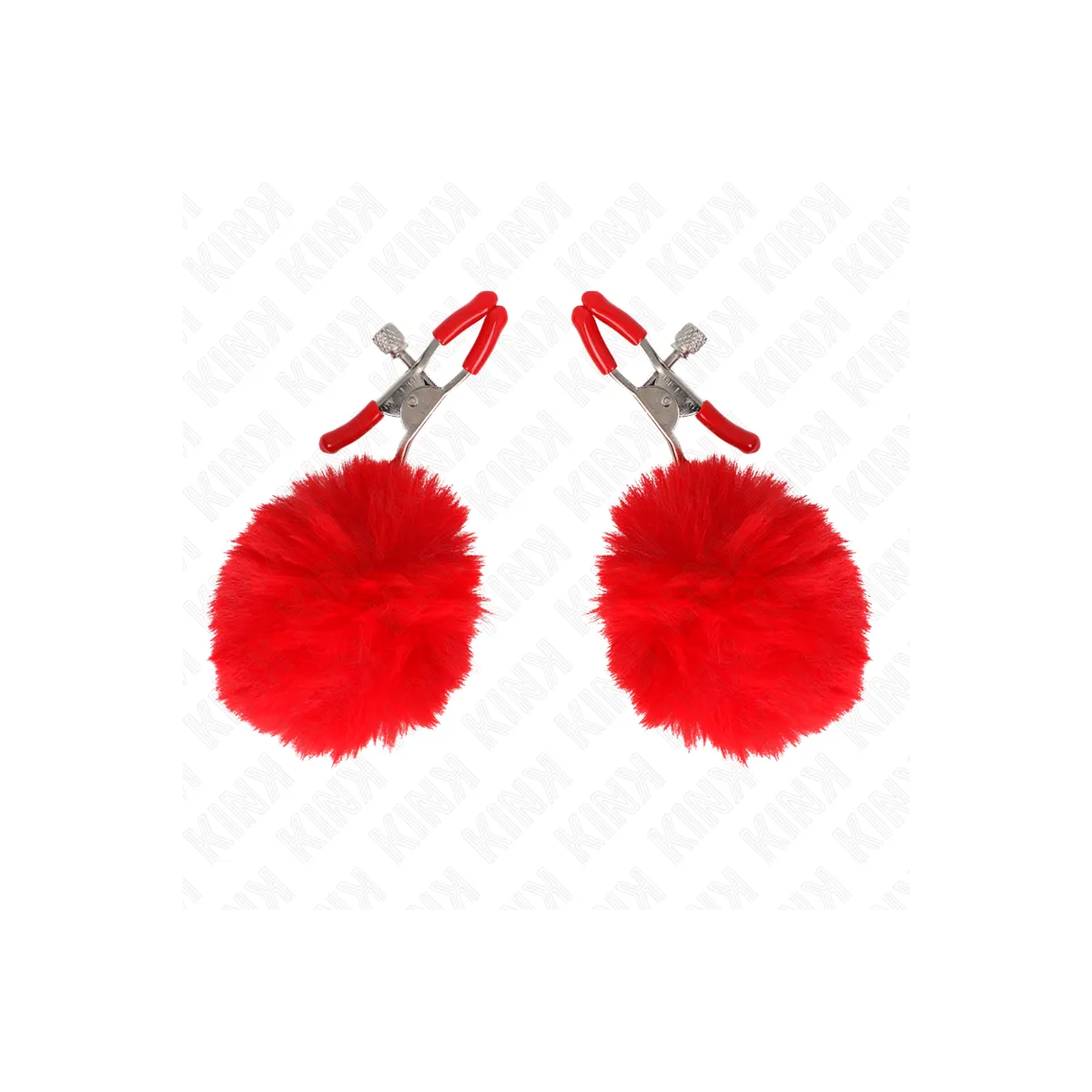 Kunstfellball-Nippelklammer Rot 6 cm von Kink Nipple Grip | Fesselliebe.de