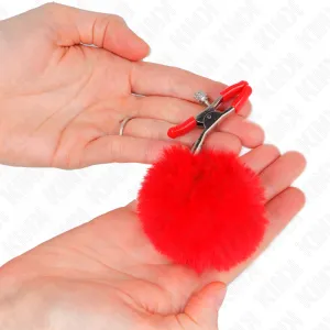 Kunstfellball-Nippelklammer Rot 6 cm von Kink Nipple Grip