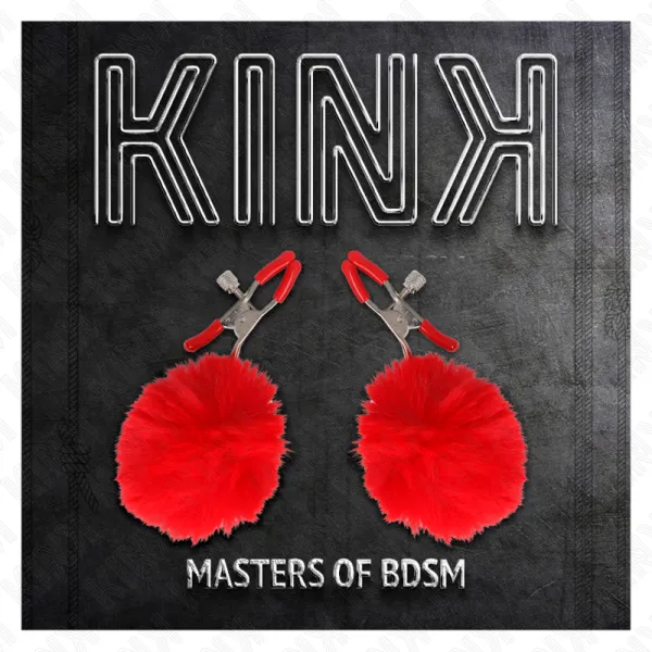 Kunstfellball-Nippelklammer Rot 6 cm von Kink Nipple Grip | Fesselliebe.de