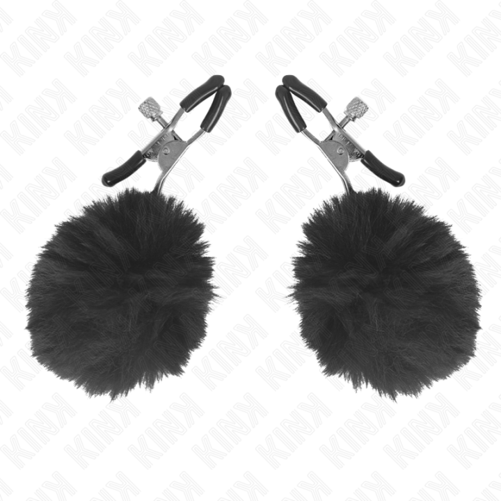 Kunstfellball-Nippelklammer Schwarz 6 cm von Kink Nipple Grip | Fesselliebe.de