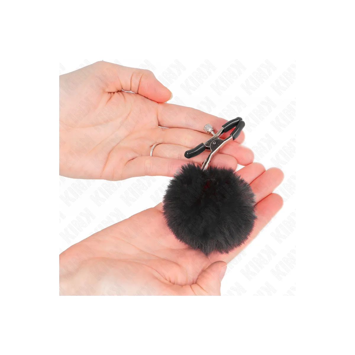 Kunstfellball-Nippelklammer Schwarz 6 cm von Kink Nipple Grip | Fesselliebe.de