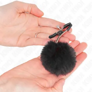 Kunstfellball-Nippelklammer Schwarz 6 cm von Kink Nipple Grip