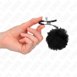 Kunstfellball-Nippelklammer Schwarz 6 cm von Kink Nipple Grip | Fesselliebe.de